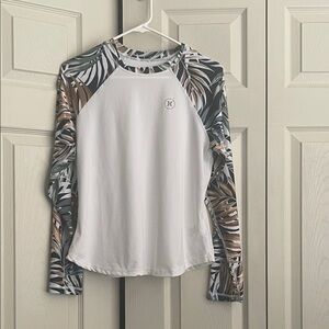 Hurley Ladies Long Sleeve Rashguard, White ( L ) UPS 50+.  #0473